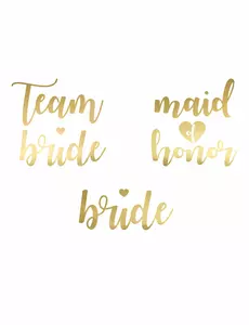 13 тимчасових тату Team Bride, у золотому кольорі