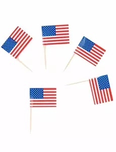 30 шпажок із прапорцями США 6 см
