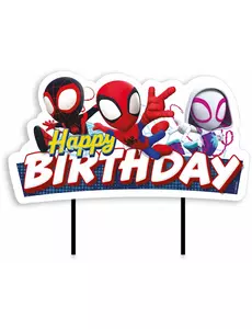 Топер для торта «Happy Birthday» Spidey та його друзі 17.5 см