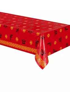 Червона пластикова скатертина 137 x 274 см