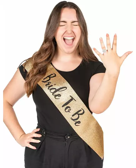 Золота стрічка «Bride to Be» для дівич‑вечора (для дорослих)