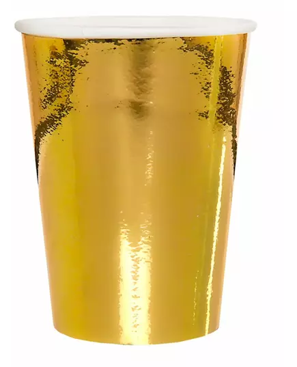 10 металізованих золотих картонних стаканів, 25 cl