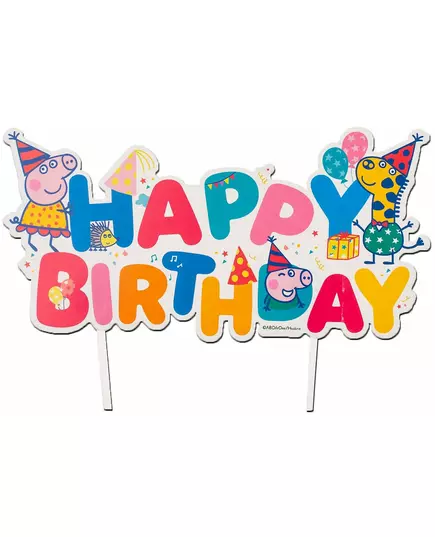 Топер для торта «Happy Birthday» Peppa Pig 17 см