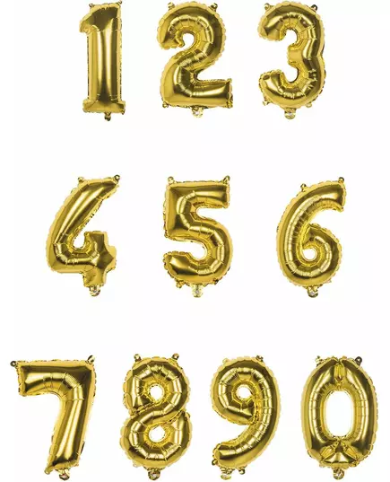 33 см золота фольгована кулька-цифра, Розмір: 3, image 2