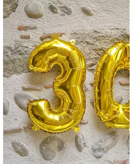 33 см золота фольгована кулька-цифра, Розмір: 3, image 3